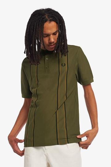 Fred Perry Raidallinen Henley Polo Miesten Paidat Vihreä | FI 1511DFMN